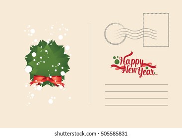 New Year Postcard Vector Illustration Template Stock Vector (Royalty ...