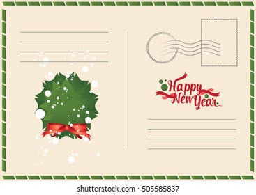 New Year postcard vector illustration. Template design for your cards.