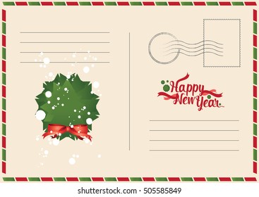 New Year postcard vector illustration. Template design for your cards.