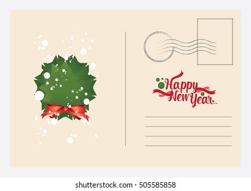 New Year Postcard Vector Illustration Template Stock Vector (royalty 