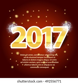 New year poster design with 2017 inscription and light effects