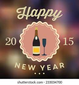 New Year poster in flat design style / New Year poster with HAPPY NEW YEAR 2015 inscription / Typographic vector illustration
