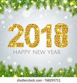 New Year Poster With Gradient Mesh, Vector Illustration
