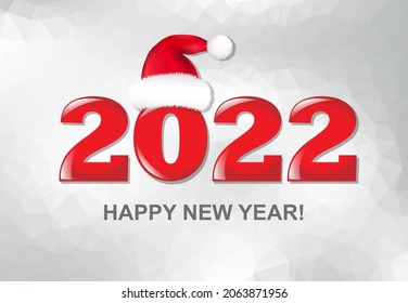 New Year Poster With Santa Claus Hat With Gradient Mesh, Vector Illustration