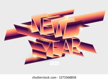 New Year poster. Stylized retro inscription. 