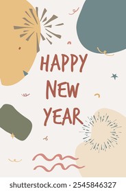 New Year posters. New year greeting card. Vector illustration. Greeting cards, templates, invitation or flat icons background. New Year's Eve poster and card.