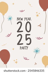 New Year posters. New year greeting card. Vector illustration. Greeting cards, templates, invitation or flat icons background. New Year's Eve poster and card.