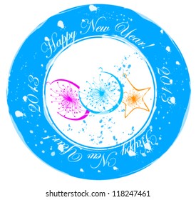New year. The press with the image of New Year's ornaments