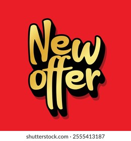 New year price tag, sticker, label, badge on red background. Black Friday and cyber monday sell logotype, banner, template, layout. New year offer typography.