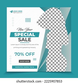 New year promotional square fashion sale mega discount offer web post template design