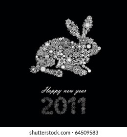 new year rabbit snowflake illustration