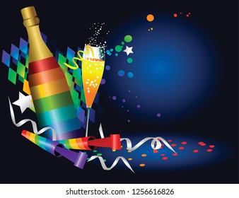 New Year rainbow party background 