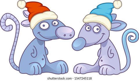 New year rats on a white background