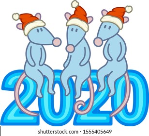 New year rats on a white background