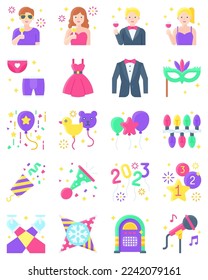 New year realated icon set, vector illustration