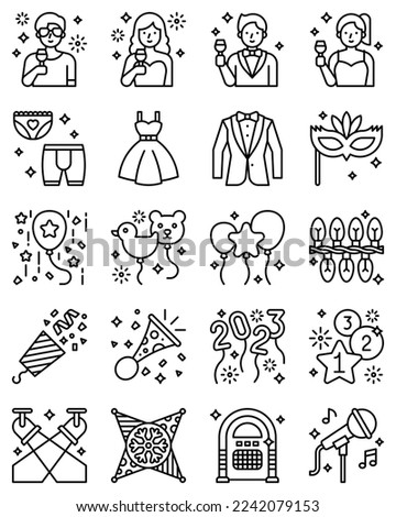 New year realated icon set, vector illustration
