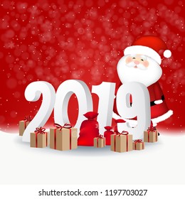 New Year Red Background Card With Gradient Mesh, Vector Illustration