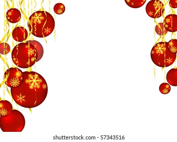 New year red balls with snowflakes, copyspace for your text