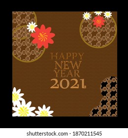 New year red dimensional paper cut pattern card. it is creative design template.