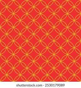 New year red round chinese seamless pattern with gold accents