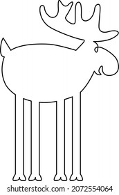 New Year reindeer symbol, continuous line drawing. Vector illustration. Humor