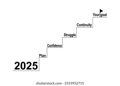 new year resolution 2025, plan, confidence and your goals. 