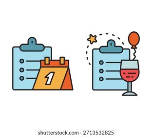 ilustração de ícones da área de transferência da lista de resolução do ano novo