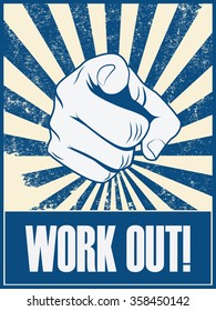 New year resolution motivation poster to work out and do exercise, fitness. Eps10 vector illustration.