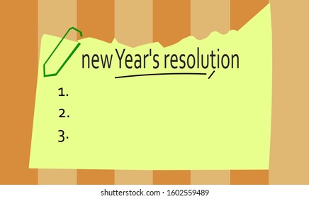 New year resolution on paper flat design. 