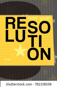 New Year Resolution Poster. Gold Black Stars