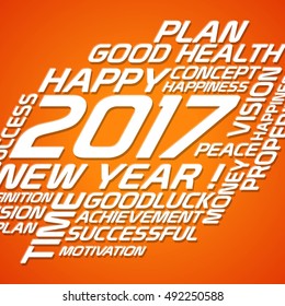 New year resolution. New year word cloud 