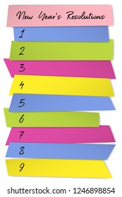 New Year Resolutions challenge vector template. Business infographics. Self improvement resolution, new year goals outline. List of blank memo notices. Annual motivation banner design.