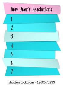New Year Resolutions challenge vector template. Annual inspiration poster design. Future resolution concept, goals for new year. To do list blank sticky notes. Purpose letter writing.
