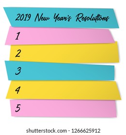 New Year Resolutions challenge vector template. Blank wish list sticky badges. Changes resolution challenge, new year plans table. Life organization board. Annual inspiration poster design.