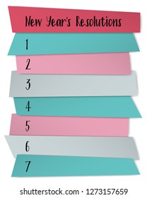 New Year Resolutions challenge vector template. To do list blank sticky notes. New start chance, year resolution challenge concept. Motivation social media post design. Business infographics.