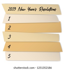 New Year Resolutions list vector template for plans. Business infographics. Health, career, family, diet, job planning element. List of blank memo stickers. Annual motivation banner design.