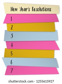 New Year Resolutions self improvement template. Future thinking graphics. Future resolution concept, goals for new year. Motivation social media post design. List of blank memo notices.