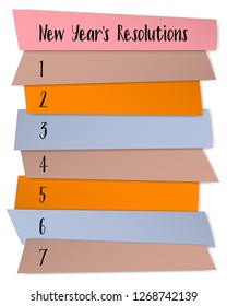 New Year Resolutions sticky notes vector template. Annual motivation banner design. New start chance, year resolution challenge concept. List of blank memo stickers. Life organization board.