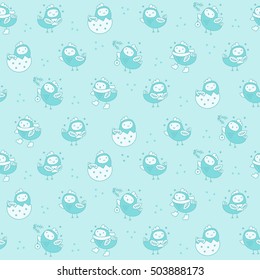 New year ?ute rooster character. Seamless pattern.