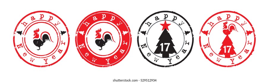 New Year round stamp