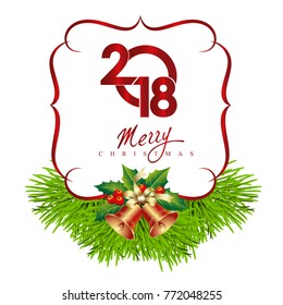 New Year s card with the inscription. Vector illustration.