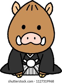 New Year 's New Year' s card material _ Greeting the New Year Boar _ male