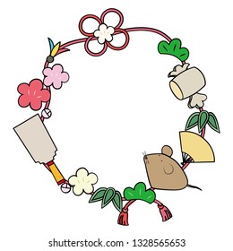 New Year 's illustration of mouse and luck.
