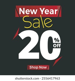 New Year Sale 20%Off Banner , new year sale discount banner template promotion design for business , illustration design.eps
