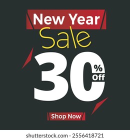 New Year Sale 30%Off Banner , new year sale discount banner template promotion design for business , illustration design.eps
