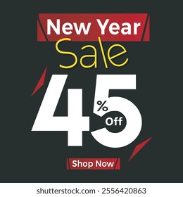 New Year Sale 45%Off Banner , new year sale discount banner template promotion design for business , illustration design.eps
