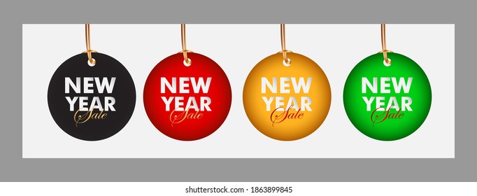 new year sale up to 70% event text label on black background vector design illustration.