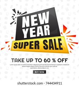 New Year sale Background Vector background for banner, poster, flyer