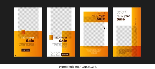 New Year Sale Banner. Colorful Happy New Year 2023 Corporate And Fashion Super And Flash Sale Discount Web Banner Design In Black Background. Suitable For Social Media Story And Post Template Design.