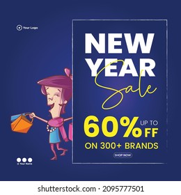 New year sale banner design template.